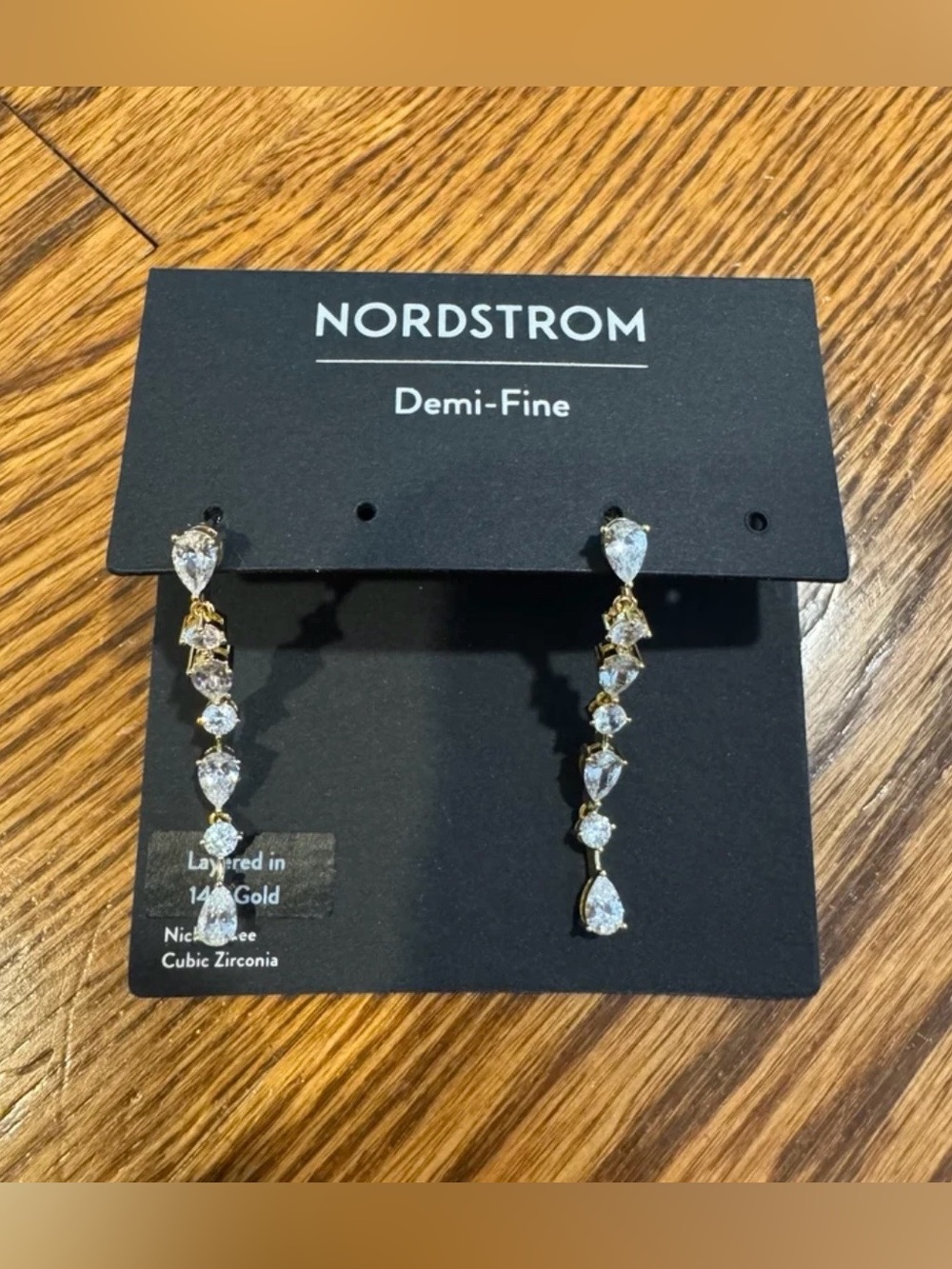 Nordstrom Demi-Fine Gold-Plated Cubic Zirconia Drop Earrings